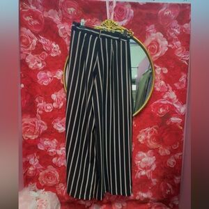 Forever 21 Black and Cream Vertical Stripe Pants